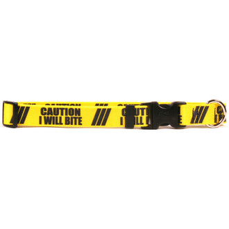 1 Inch - Caution I Will Bite Dog Collar by Yellow Dog Design, Inc ...