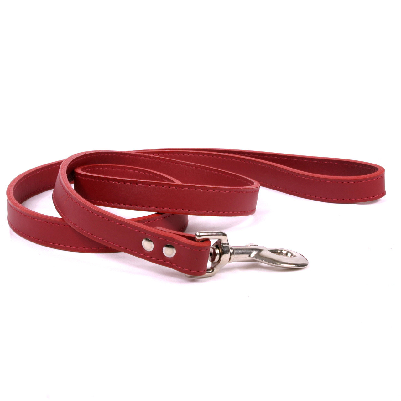 red leather dog lead