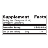 Zinc Tally by Metagenics Ingredients Label
