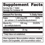 Intrinsi B12/Folate  by Metagenics Ingredients Label