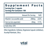 Iron Plus C 20mg/200mg by Vital Nutrients