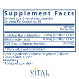 Acidophilus/Bifidobacter/FOS by Vital Nutrients Ingredients Label