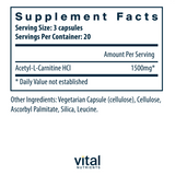 Acetyl L-Carnitine 500mg by Vital Nutrients