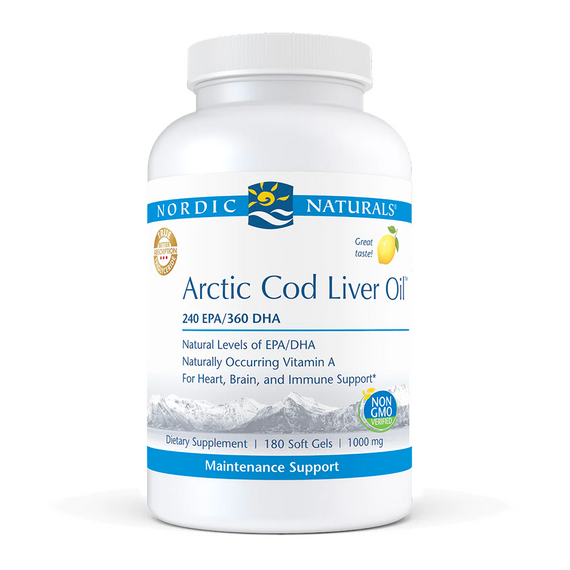 Arctic Cod Liver Oil 180 Soft Gels Lemon by Nordic Naturals