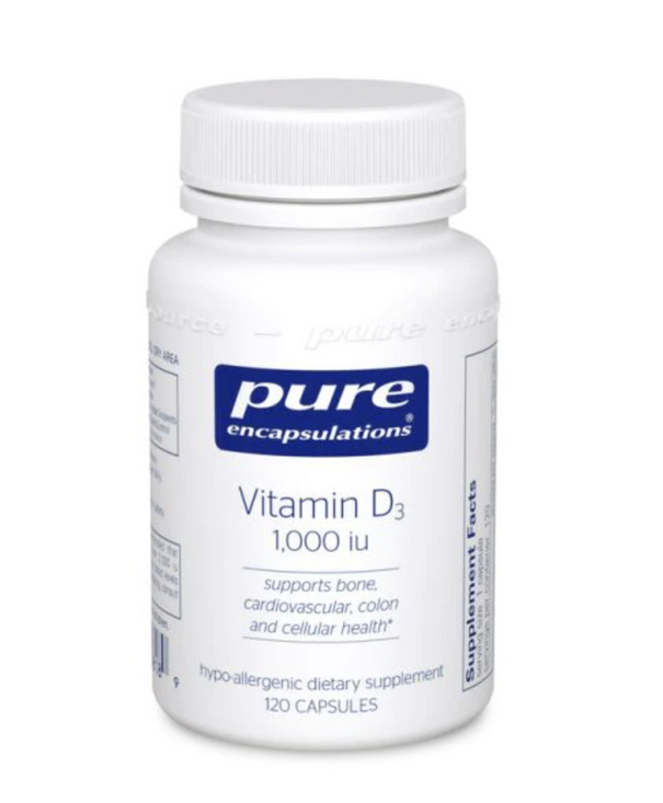 Vitamin D3 25mcg (1,000 iu) by Pure Encapsulations (60 Capsules)