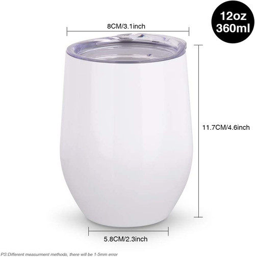 Wine Tumbler Cups White 12 OZ Stainless Steel Insulated Stemless  Sublimation - GSM Florida Group, Corp.