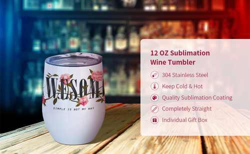 12 oz Stemless Wine Tumbler – Blank Sublimation Mugs