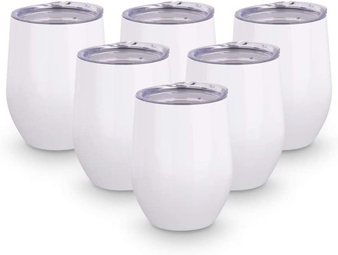 12oz Premium AAA Wine Tumbler Stemless Sublimation Blanks - White