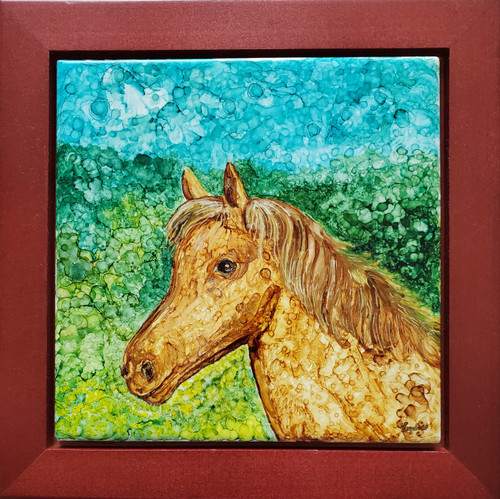 Horse painted on Ceramic Tile