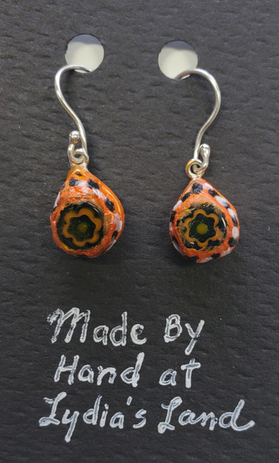 Orange/Black  Millefiore Handcrafted Earring