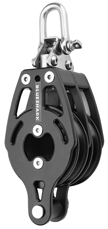 Blue Shark: 57mm Double Fixed Becket Aluminum Sailing Block Choose Quantity (1-Pack) 2314