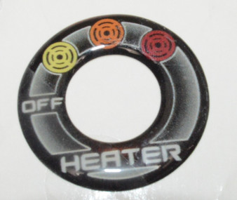 DECAL ,HEATER W KEYED IGNITION 1.375 DIAMETER, DOMED