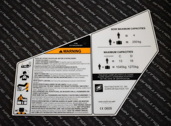 DECAL MAX CAP PERSONAL INJURY W/ FIRE EXTINGUISHER CE