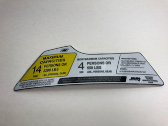 DECAL MAX. CAP. SAN G21 14 PERSONS 2200LBS