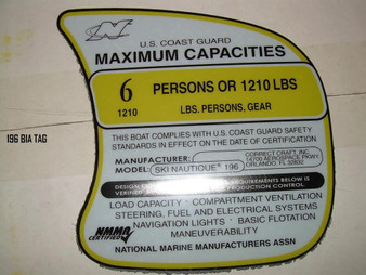 DECAL MAX CAP SKI 196 6 PERSONS 1210 POUNDS