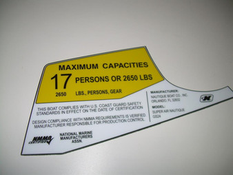 DECAL MAX CAPACITY NMMA 17 PERSON GS24