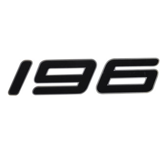 decal, model ID "196"  black  w silver outline, domed 2003-
