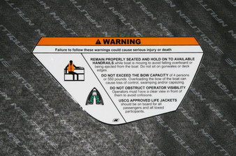 DECAL WARNING 230 BOW MAX 4 PERSONS 550 POUNDS