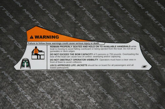 DECAL WARNING G25 BOW MAX 5 PERSONS OR 750 LBS