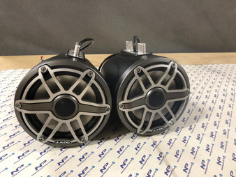 7.7" Enclosed Marine Coaxial Speaker System, Satin Black, Gunmetal and Titanium Sport Grille with RGB LED Lighting