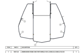 BIMINI MAIN FRAME AND WING TUBING ONLY FOR G-SERIES/GS SERIES/210/230