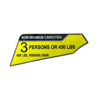 DECAL, BOW MAX CAPACITY 3 PERSONS 1.92 X 5.526