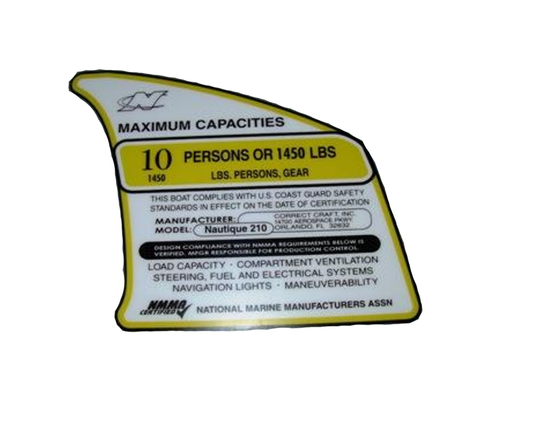 DECAL, CAPACITY TAG SSP &  210 - 2007, 2008