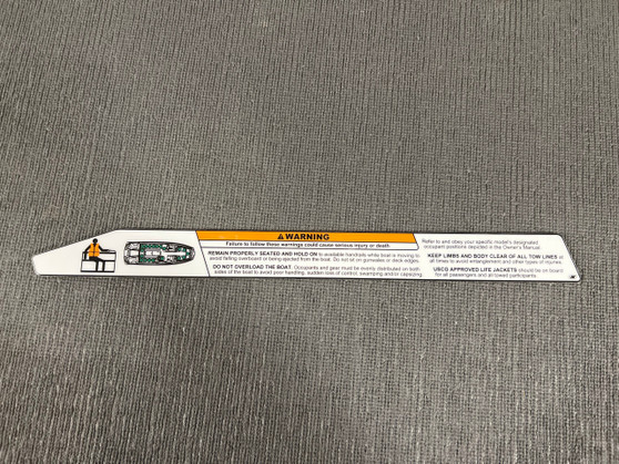 DECAL G25 WARNING PASSENGER REMAIN PROPERLY SEATED