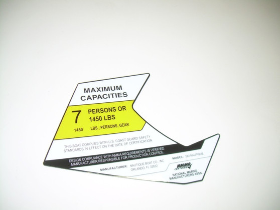 DECAL, HELM NMMA MAX CAPACITY 7 PERSON SKI NAUTIQUE