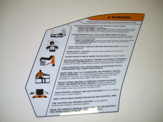 DECAL HELM WARNING W/OUT FIRE EXTINGUISHER SKI NAUTIQUE