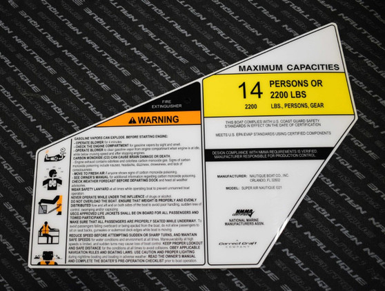 DECAL MAX CAP PERSONAL INJURY W/ FIRE EXTINGUISHER