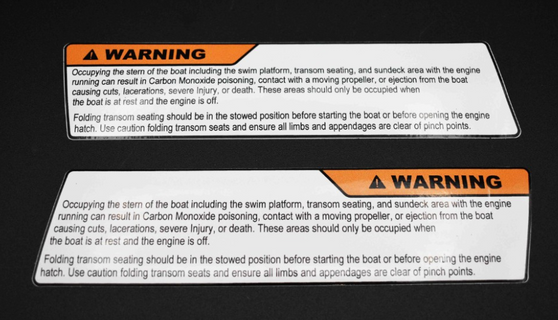 DECAL OCCUPYING STERN SEAT WARNING LABEL
