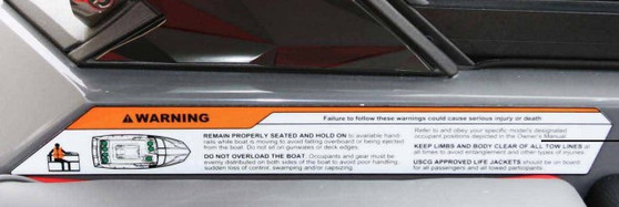 DECAL PASSENGER COMPARTMENT WARNING SKI NAUTIQUE