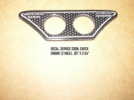 DECAL SERVICE SOON CHECK ENGINE (2 HOLE) .83" X 2.54"