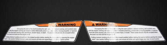 DECAL STERN SEATING WARNING SET PORT & STBD