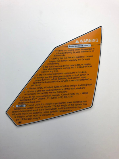 DECAL, WARNING AVOID PERSONAL INJURY