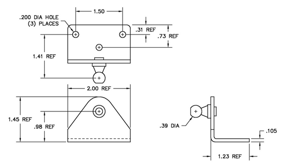 GAS SHOCK BRACKET- 90 DEGREE