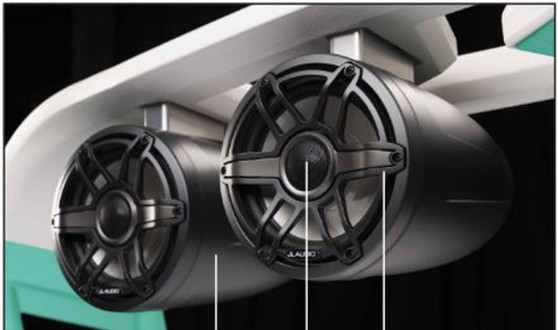 TOWER SPEAKER, M6 8.8 TOWER CANISTER W/BRACKET AND LED END CAP