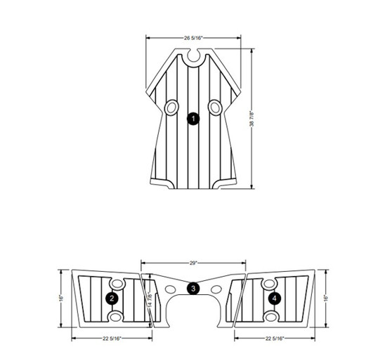 2019-2025 NON-SKID STERN BENCH/BOW W/SEATS TITANIUM