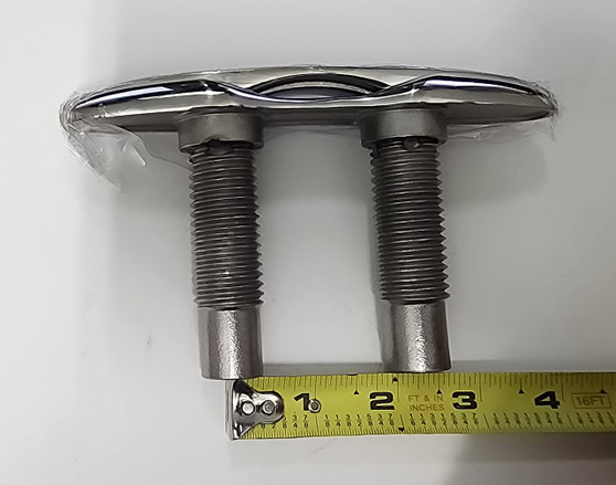 Cleat, pull up, 6" with Nautique Logo, stainless steel