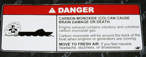 DANGER CARBON MONOXIDE DECAL