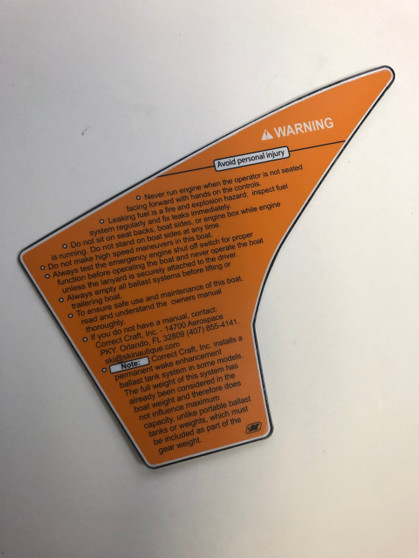 DECAL AVOID PERSONAL INJURY 6.74 X 11.08