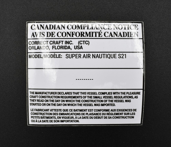 DECAL CANADIAN COMPLIANCE S21