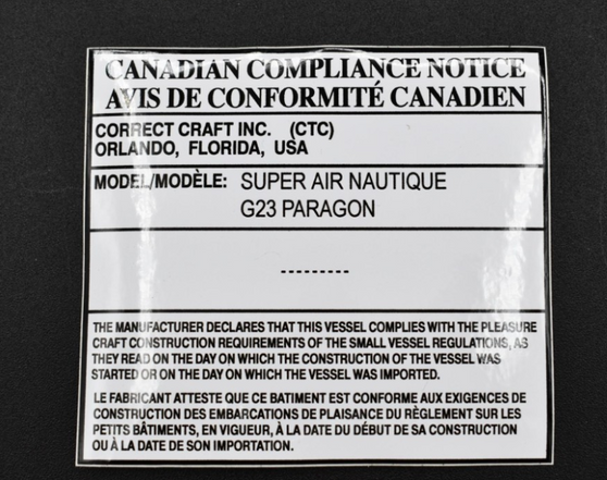 DECAL CANADIAN COMPLIANCE P23