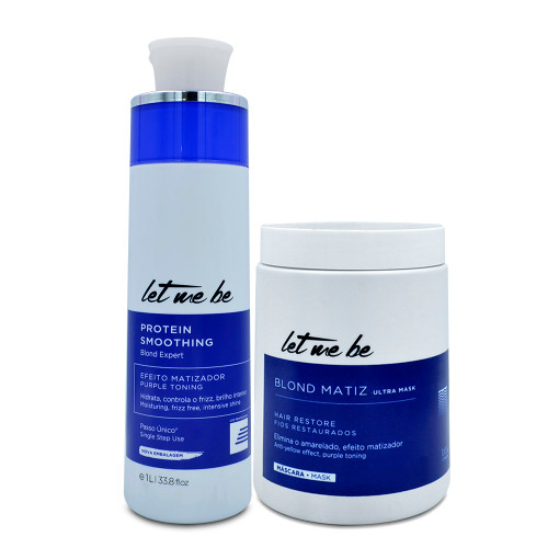Let Me Be Mask Smoothing System Protein Smoothing Blond Expert Matiz Hair Restore Kit 2x1L/2x33.8fl.oz