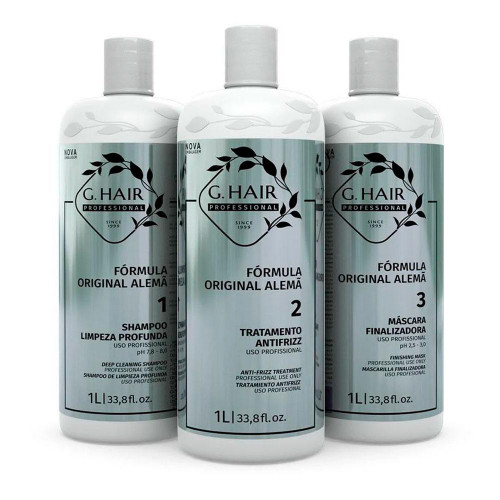 Kit G.Hair Sistema Alisador Cepillo Alemán Que Trata Cabello Dañado 3x1L/3x33.8fl.oz