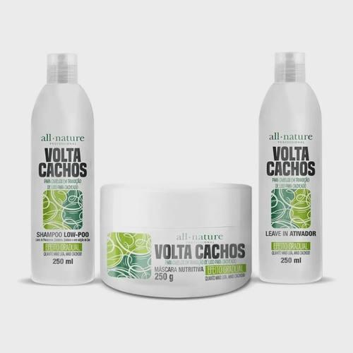 All Nature “Volta Cachos” Kit for Hair in Transition - Curls Recovery 3x250ml / 25.36 fl. Oz