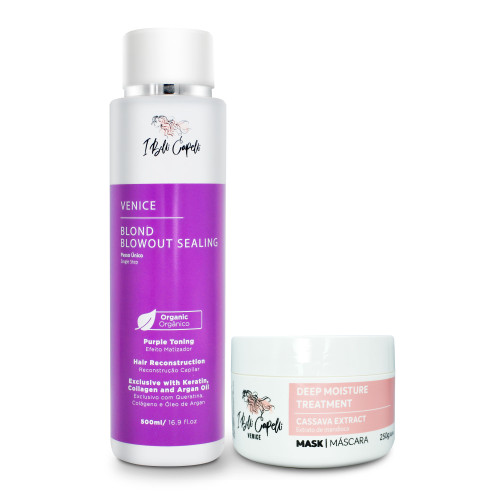 I Belli Capelli Kit Venecia Blond Blowout + Tratamiento Hidratación Profunda Venecia Kit Extracto de Yuca