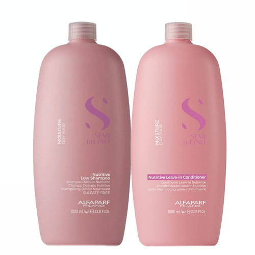 Alfaparf Milano Semi Di LINO Kit Moisture Dry Hair Nutritive Shampoo and Conditioner 2x1L/2x33.8fl.oz