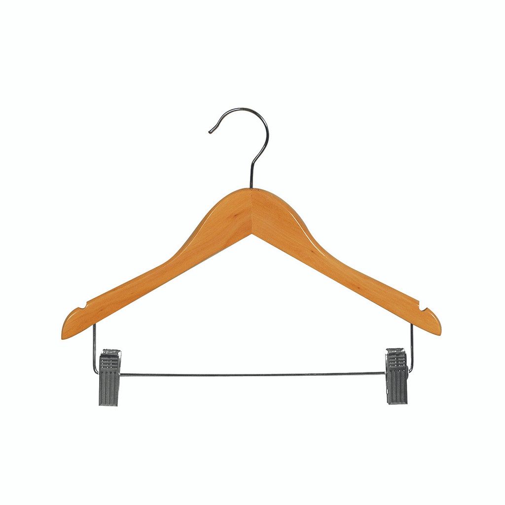 Shop for Shops Kids wooden hanger with notches & adjustable clips 350 W x 12 mm Thick(H2605BH)